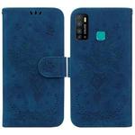 For Tecno Camon 15 Butterfly Rose Embossed Leather Phone Case(Blue)