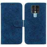 For Tecno Camon 16 Butterfly Rose Embossed Leather Phone Case(Blue)