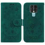 For Tecno Camon 16 Butterfly Rose Embossed Leather Phone Case(Green)