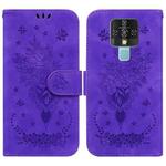 For Tecno Camon 16 Butterfly Rose Embossed Leather Phone Case(Purple)