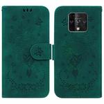For Tecno Camon 16 Premier Butterfly Rose Embossed Leather Phone Case(Green)