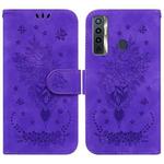 For Tecno Camon 17 Butterfly Rose Embossed Leather Phone Case(Purple)