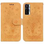 For Tecno Camon 17 Pro Butterfly Rose Embossed Leather Phone Case(Yellow)