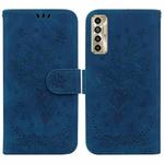 For Tecno Camon 17P Butterfly Rose Embossed Leather Phone Case(Blue)