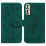 For Tecno Camon 17P Butterfly Rose Embossed Leather Phone Case(Green)