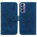 For Tecno Camon 18P Butterfly Rose Embossed Leather Phone Case(Blue)