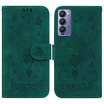 For Tecno Camon 18P Butterfly Rose Embossed Leather Phone Case(Green)