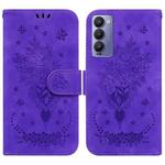 For Tecno Camon 18P Butterfly Rose Embossed Leather Phone Case(Purple)
