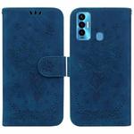 For Tecno Camon 18i Butterfly Rose Embossed Leather Phone Case(Blue)