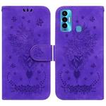 For Tecno Camon 18i Butterfly Rose Embossed Leather Phone Case(Purple)