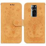 For Tecno Phantom X Butterfly Rose Embossed Leather Phone Case(Yellow)