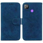 For Tecno Pop 4 Butterfly Rose Embossed Leather Phone Case(Blue)