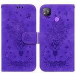 For Tecno Pop 4 Butterfly Rose Embossed Leather Phone Case(Purple)