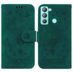 For Tecno Pop 5 Lite BD4 Butterfly Rose Embossed Leather Phone Case(Green)