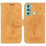 For Tecno Pop 5 Lite BD4 Butterfly Rose Embossed Leather Phone Case(Yellow)