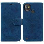 For Tecno Pop 5P Butterfly Rose Embossed Leather Phone Case(Blue)