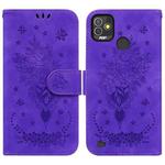 For Tecno Pop 5P Butterfly Rose Embossed Leather Phone Case(Purple)