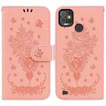 For Tecno Pop 5P Butterfly Rose Embossed Leather Phone Case(Pink)