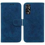 For Tecno Pova 2 Butterfly Rose Embossed Leather Phone Case(Blue)