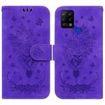 For Tecno Pova 4G Butterfly Rose Embossed Leather Phone Case(Purple)