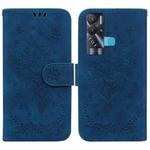 For Tecno Pova Neo Butterfly Rose Embossed Leather Phone Case(Blue)