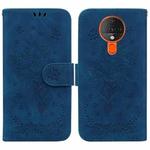 For Tecno Spark 6 Butterfly Rose Embossed Leather Phone Case(Blue)