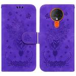 For Tecno Spark 6 Butterfly Rose Embossed Leather Phone Case(Purple)