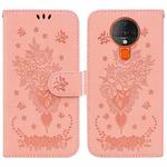 For Tecno Spark 6 Butterfly Rose Embossed Leather Phone Case(Pink)