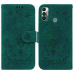 For Tecno Spark 7 Butterfly Rose Embossed Leather Phone Case(Green)