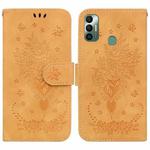 For Tecno Spark 7 Butterfly Rose Embossed Leather Phone Case(Yellow)