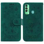 For Tecno Spark 7P Butterfly Rose Embossed Leather Phone Case(Green)