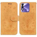 For Tecno Spark 8 / Spark 8T Butterfly Rose Embossed Leather Phone Case(Yellow)