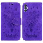 For Tecno Spark 8P Butterfly Rose Embossed Leather Phone Case(Purple)