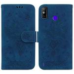 For Tecno Spark Go 2022 / Spark 6 Go Butterfly Rose Embossed Leather Phone Case(Blue)