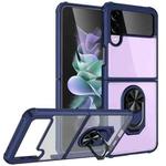 For Samsung Galaxy Z Flip4 5G Transparent TPU + Acrylic Ring Holder Phone Case(Blue)