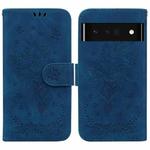 For Google Pixel 6 Pro Butterfly Rose Embossed Leather Phone Case(Blue)