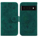 For Google Pixel 6 Pro Butterfly Rose Embossed Leather Phone Case(Green)