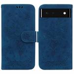 For Google Pixel 6 Butterfly Rose Embossed Leather Phone Case(Blue)