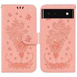 For Google Pixel 6 Butterfly Rose Embossed Leather Phone Case(Pink)