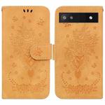 For Google Pixel 6a Butterfly Rose Embossed Leather Phone Case(Yellow)