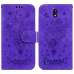 For Nokia 1.3 Butterfly Rose Embossed Leather Phone Case(Purple)
