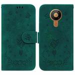 For Nokia 5.3 Butterfly Rose Embossed Leather Phone Case(Green)