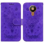 For Nokia 5.3 Butterfly Rose Embossed Leather Phone Case(Purple)