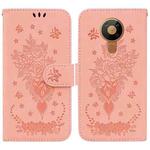 For Nokia 5.3 Butterfly Rose Embossed Leather Phone Case(Pink)