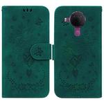 For Nokia 5.4 Butterfly Rose Embossed Leather Phone Case(Green)
