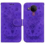 For Nokia 5.4 Butterfly Rose Embossed Leather Phone Case(Purple)