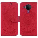 For Nokia 5.4 Butterfly Rose Embossed Leather Phone Case(Red)