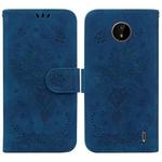 For Nokia C20 / C10 Butterfly Rose Embossed Leather Phone Case(Blue)