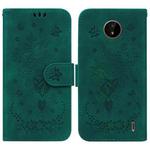 For Nokia C20 / C10 Butterfly Rose Embossed Leather Phone Case(Green)