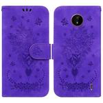 For Nokia C20 / C10 Butterfly Rose Embossed Leather Phone Case(Purple)